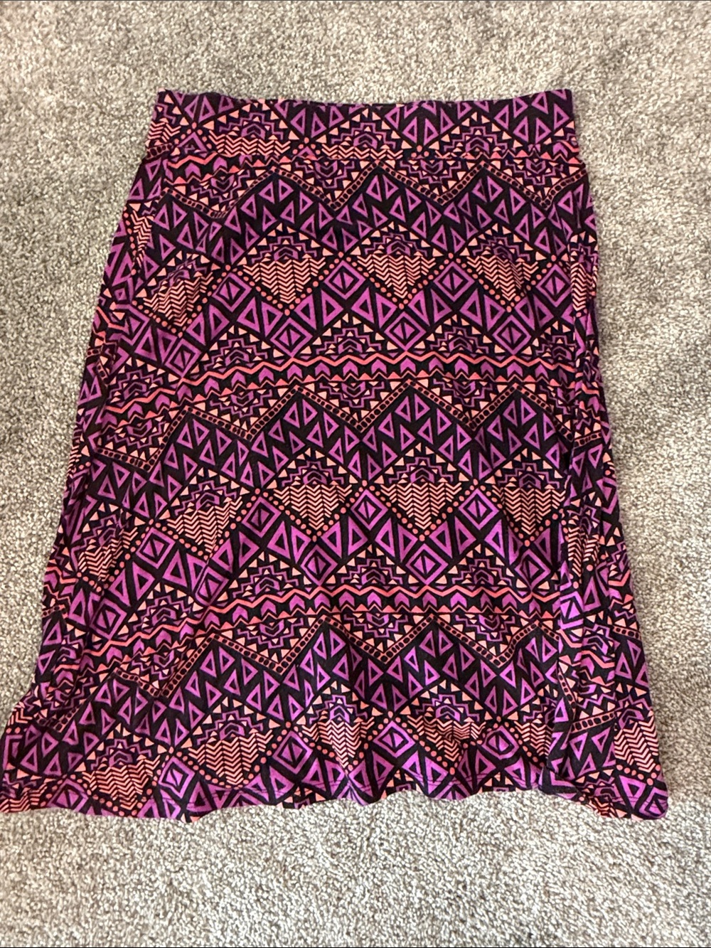 Cato Pink and Black Geometric Midi Skirt